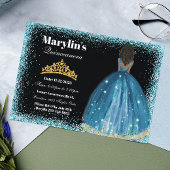 Betoverende Turquoise Glitter Prinses Quinceañera Kaart
