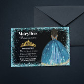 Betoverende Turquoise Glitter Prinses Quinceañera Kaart