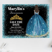 Betoverende Turquoise Glitter Prinses Quinceañera Save The Date