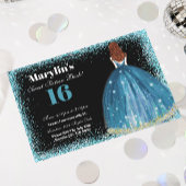 betoverende turquoise glitter prinses zoet 16 kaart
