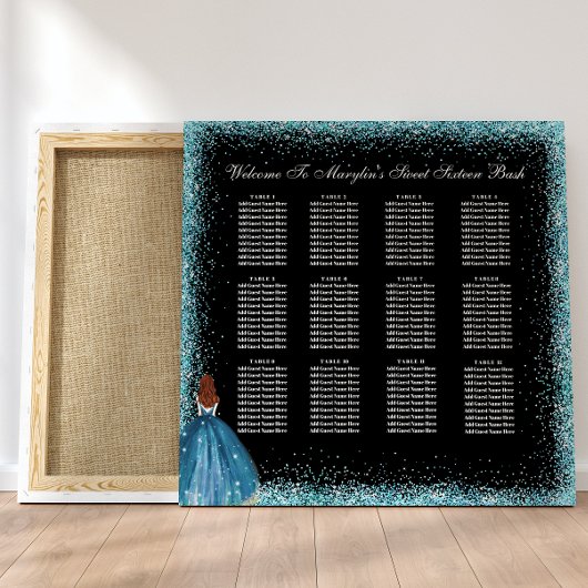 Betoverende Turquoise Prinses Zitkaart Foto Afdruk