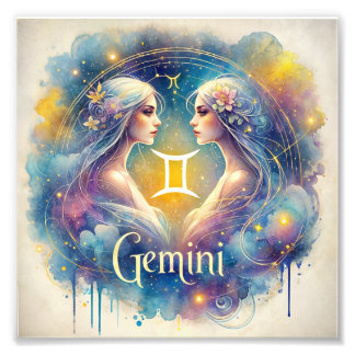 Betoverende Tweeling Zodiac Art Foto Afdruk
