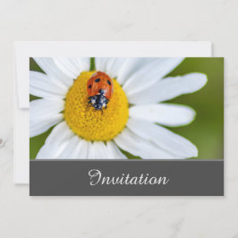 Betoverende uitnodigingskaart met geluks lieveheer kaart