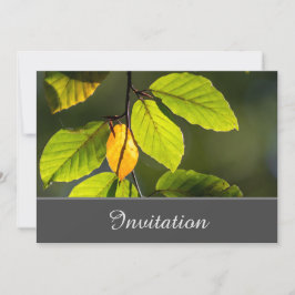 Betoverende uitnodigingskaart met kleurrijk blad kaart