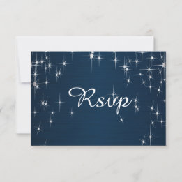 Betoverende Verliefde Bruiloft | Marineblauw RSVP Kaartje