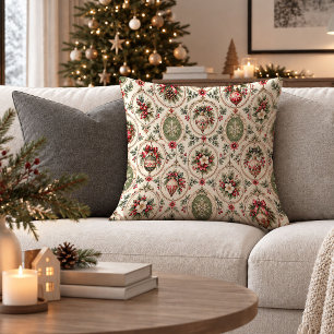 Betoverende Vintage Kerst Botanische Worp Kussen