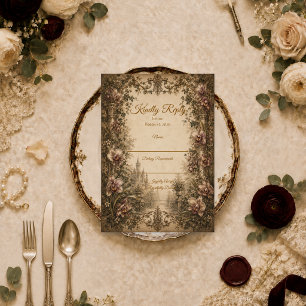 Betoverende Vintage Orchideeën Bruiloft RSVP Kaartje