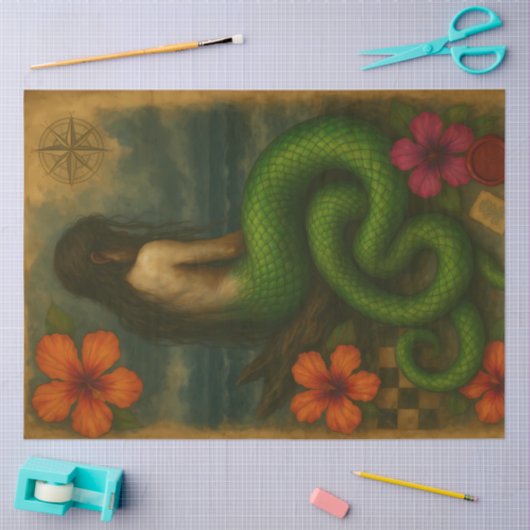 Betoverende Viper-Tailed Siren Nautical Tissuepapier (Craft)