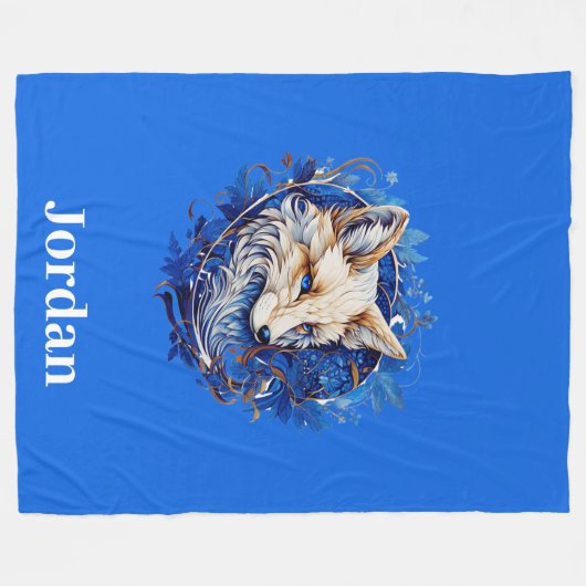 Betoverende vos met aangepaste naam fleece deken (Voorkant (Horizontaal))