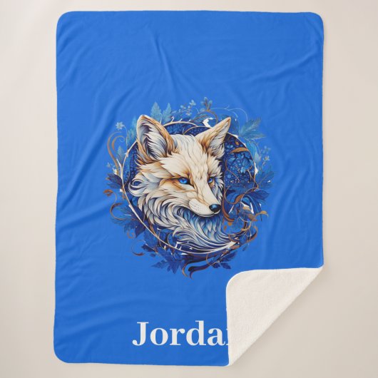 Betoverende vos met aangepaste naam sherpa deken (Voorkant)