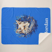 Betoverende vos met aangepaste naam sherpa deken (Voorkant (horizontaal))