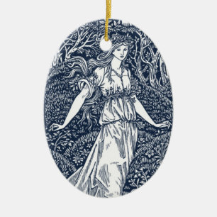 Betoverende vrouw in de stijl van William Morris i Keramisch Ornament
