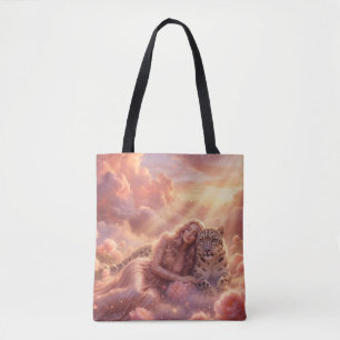 Betoverende Vrouw & Sneeuwluipaard in Dromerige Wo Tote Bag