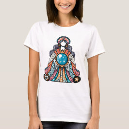 Betoverende Vrouw Wizard met Crystal Ball Design T-shirt