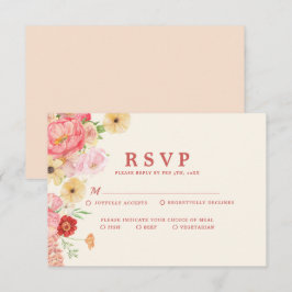 Betoverende Waterverf Bloemenboter geel Trouwen RSVP Kaartje