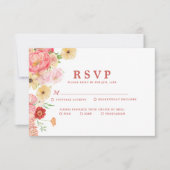 Betoverende Waterverf Bloemenperzik bruiloft RSVP Kaartje (Voorkant)