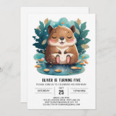 Betoverende Waterverf Capybara Verjaardag Kaart (Voorkant / Achterkant)