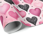 Betoverende Waterverf Harten | Stippenpatroon Cadeaupapier (Rol Hoek)