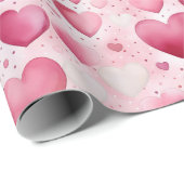 Betoverende Waterverf Harten | Stippenpatroon Cadeaupapier (Rol Hoek)