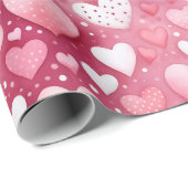 Betoverende Waterverf Harten | Stippenpatroon Cadeaupapier (Rol Hoek)