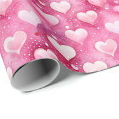 Betoverende Waterverf Harten | Stippenpatroon Cadeaupapier (Rol Hoek)
