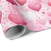 Betoverende Waterverf Hartjes | Stippenpatroon Cadeaupapier (Rol Hoek)