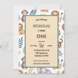 Betoverende Waterverf Jungle Safari Dieren Verjaar Kaart