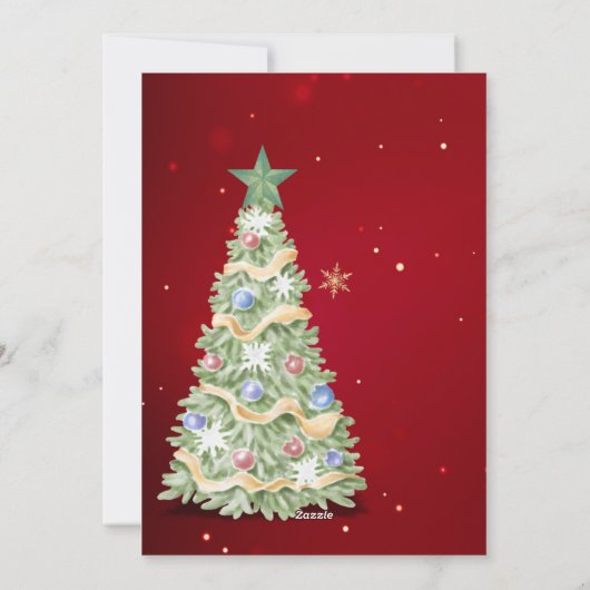 Betoverende Waterverf kerstboom foto Feestdagenkaart (Achterkant)