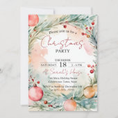 Betoverende Waterverf Krans Kerstfeest Kaart (Voorkant)