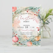 Betoverende Waterverf Krans Kerstfeest Kaart (Staand voorkant)