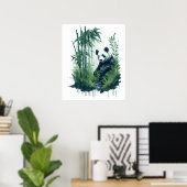 Betoverende Waterverf Panda in een Bamboebos Poster (Thuiskantoor)