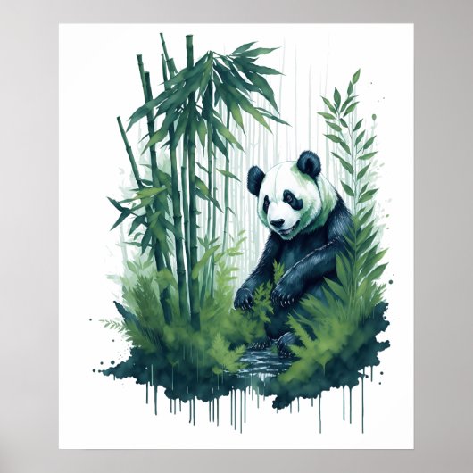 Betoverende Waterverf Panda in een Bamboebos Poster (Voorkant)
