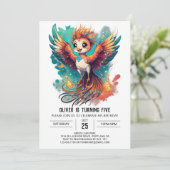 Betoverende Waterverf Phoenix Tale Verjaardag Kaart (Staand voorkant)