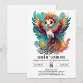 Betoverende Waterverf Phoenix Tale Verjaardag Kaart (Voorkant / Achterkant)