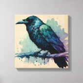 Betoverende Waterverf Raven Art: Bold & Mystical Canvas Afdruk (Voorkant)