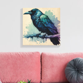 Betoverende Waterverf Raven Art: Bold & Mystical Canvas Afdruk