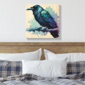 Betoverende Waterverf Raven Art: Bold & Mystical Canvas Afdruk (Insitu (Slaapkamer))