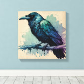 Betoverende Waterverf Raven Art: Bold & Mystical Canvas Afdruk (Insitu (Houten vloer))