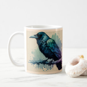 Betoverende Waterverf Raven Art: Bold & Mystical Koffiemok