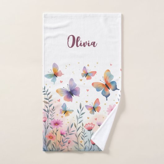 Betoverende Waterverf Vlinderweide Handdoek (Handdoek)