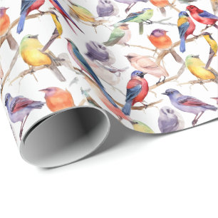 Betoverende Waterverf  vogelpatroon Cadeaupapier