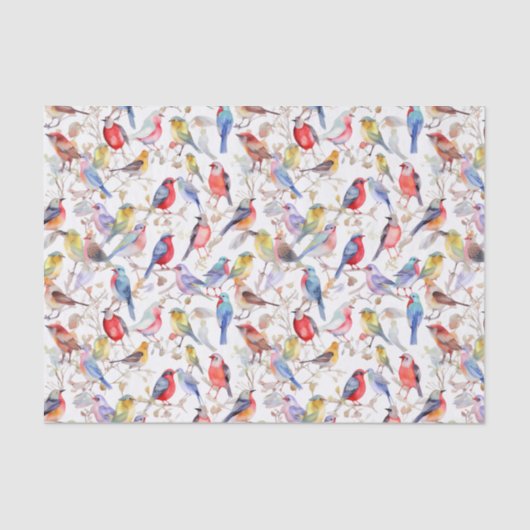 Betoverende Waterverf  vogelpatroon Tissuepapier (Voorkant)