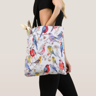 Betoverende Waterverf vogelpatroon Tote Bag