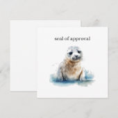 Betoverende Waterverf Zeehondje Pup, op maat Kaart (Voorkant / Achterkant)