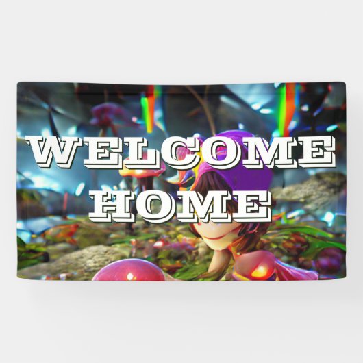 Betoverende Welkom Home Banner met champignons (Horizontaal)
