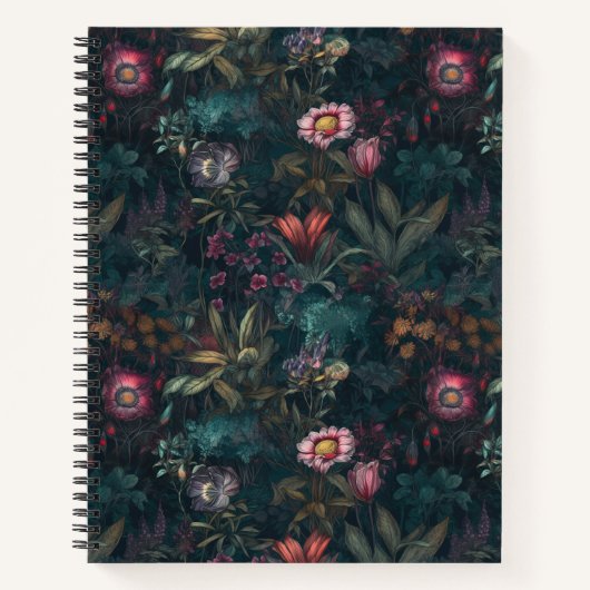 Betoverende Wildflower Garden in roze en donkergro Notitieboek (Voorkant)