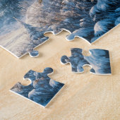 Betoverende Winter Cottage in Moonlight Legpuzzel (Zijkant)