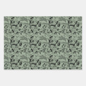 Betoverende Winter Forest Dieren Xmas Hand-getrokk Inpakpapier Vel (Voorkant 2)