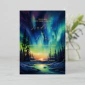 betoverende winter | Noorderlicht bruiloft Folie Uitnodiging (Staand Voorkant)