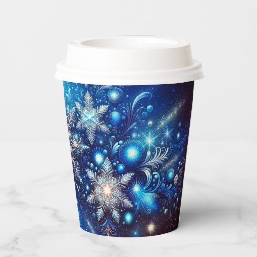 Betoverende Winter Snowflake Paper Cup - Sparkling Papieren Bekers (Achterkant)